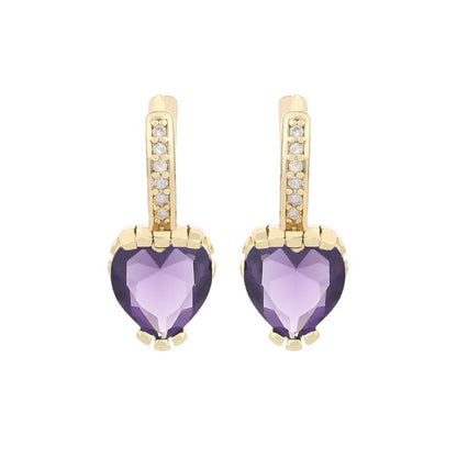 Valentines Day Fashion Heart Shaped Zircon Earrings