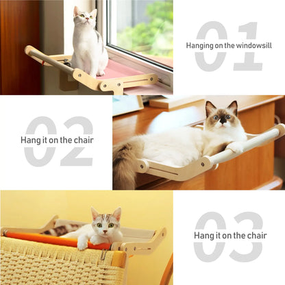 Sturdy Cat Window Perch Wooden Assembly